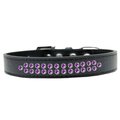 Unconditional Love Two Row Purple Crystal Dog CollarBlack Size 12 UN851327